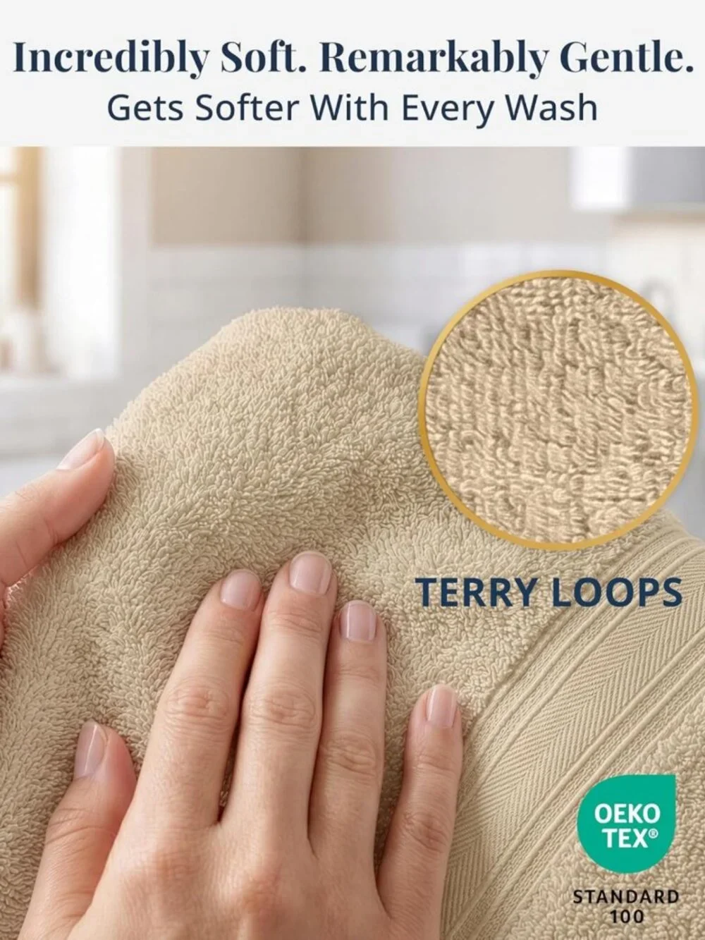 Soft 100% Cotton Hand Towels - 4 Pack, Lightweight & Fade Resistant - Perfect